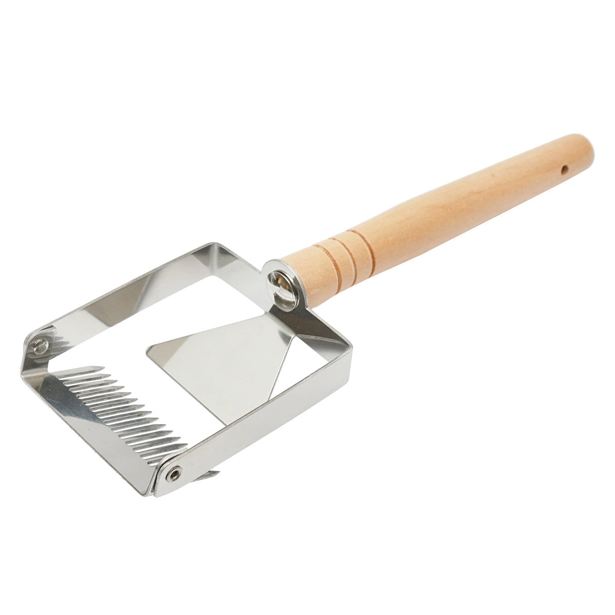 Fork uncapped, honey decapper made of stainless steel with a wooden handle.